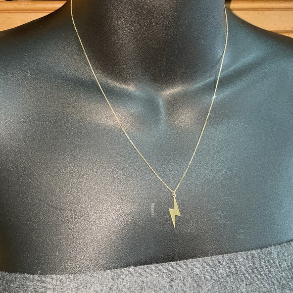 Solid Stamped 10K Yellow Gold Lightning Pendant Bolt Necklace (not 14K) Vintage - Picture 8 of 10